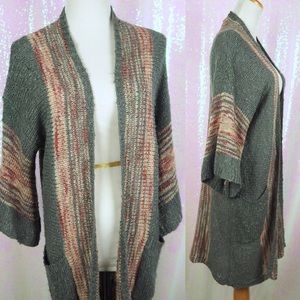 EASEL 3/4 Sleeve Knit Longline Sweater